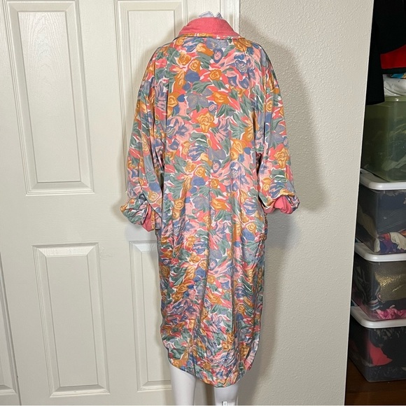 VTG Victorias Secret Robe Womens OS Satin Gold Label Floral Multicolor No Belt - Picture 2 of 8
